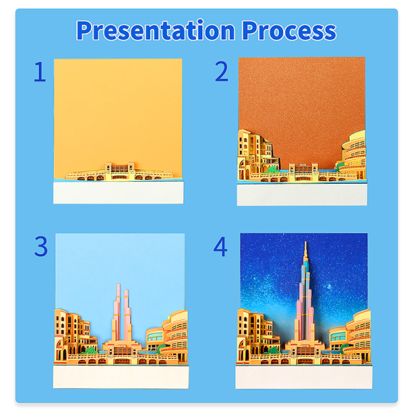3D Art Memo Pad 3D Memo Pad Dubai Tower 3D Notesblok Med LED Lig A