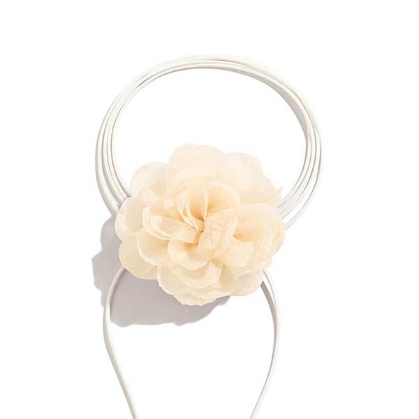 Fluffy Stoff Blonder Blomst Choker Halskjede Kvinner Lang Lace-up Ro A4