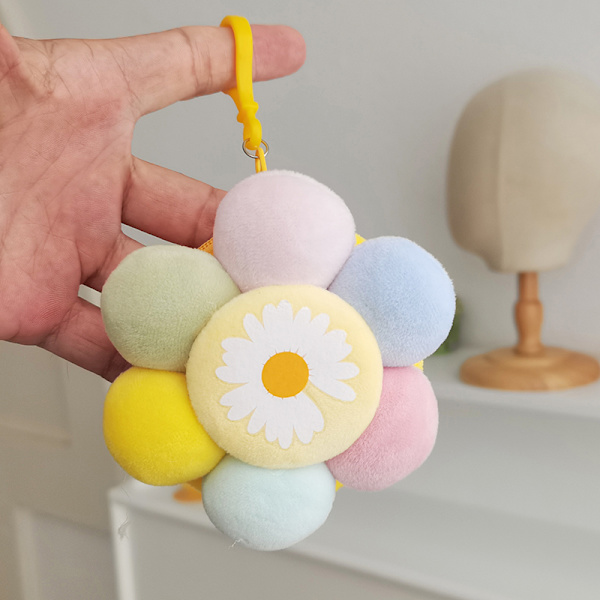1PC Solsikke smilefjes null lommebok anheng nøkkel bag mini hode B