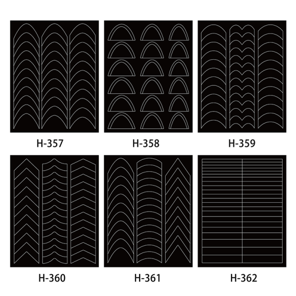 Nail Art Form Fransk Stencil Inkjet skabelon Nail Stickers Mani H357