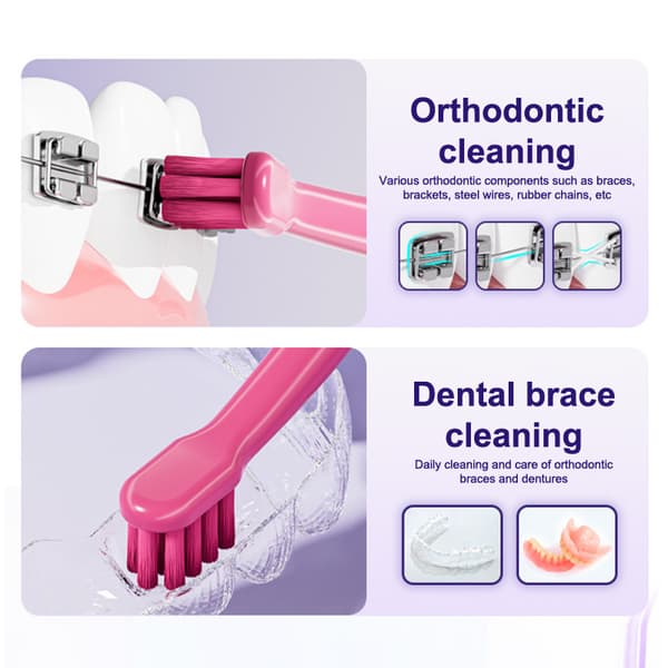 1 stk. tannbørste med lite hode med fin bust kompakt interdental B Red