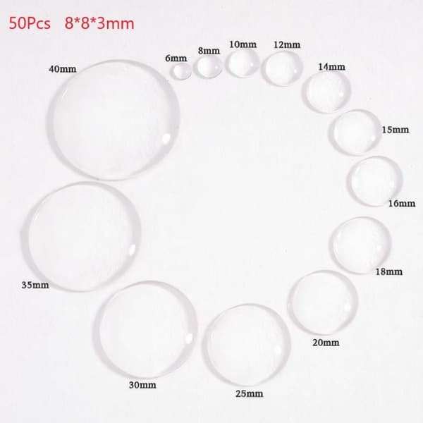 10/50 KPL 6-40mm Pyöreä Kirkas Lasikabochoni Litteä Pohja Läpinäkyvä A8