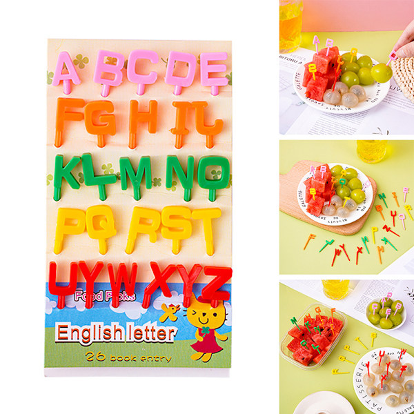 Bento Grönsaksporslin e Mini Barn Bokstav Fruktgafflar T Multicolor