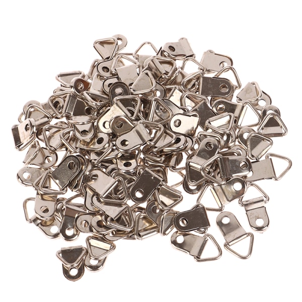 100st Gyllene Silver Triangel D-Ring Hängande bildramskrok Silver