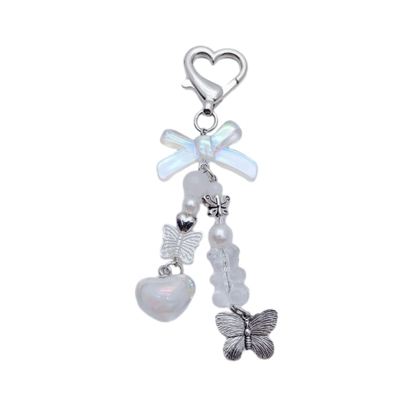 Butterfly Knot Love Heart String Beads Mobiltelefon Chain Keych