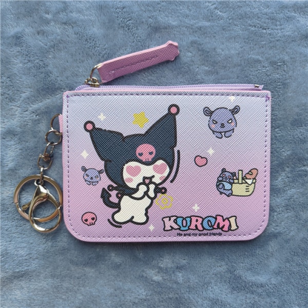 Pu Leather Cartoon Kuromi Sanrio Wallet Keychain Student Key C O