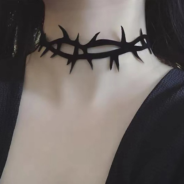 Fashion Thorns Sammet Choker Halsband För Kvinnor Vintage Nyckelben Black