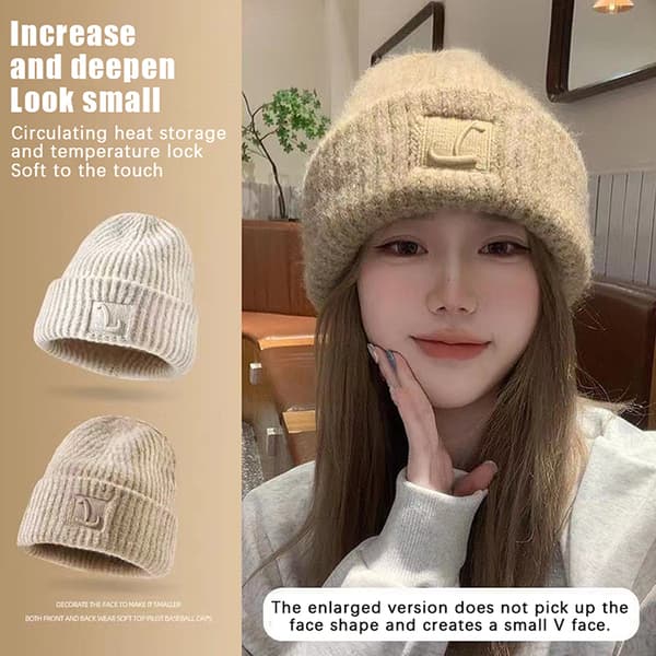 Mote luer for kvinner Varm ørebeskyttelse Pullover Solid Co Beige