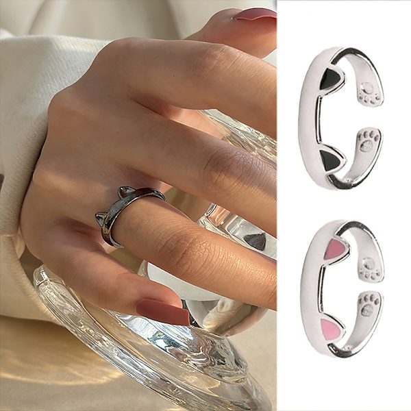 Fashion e Cat Ear Open Justerbar Fingerring For Damesmykker C