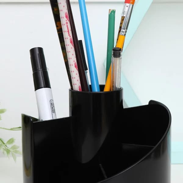 Sort Roterbar Penneholder Blyantbeholder Skrivebordsopbevaring Bru onesize