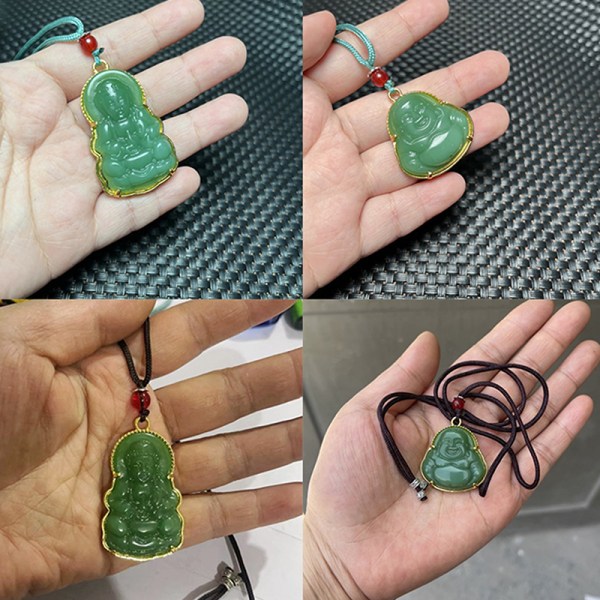 Grön vit Buddha halsband för kvinnor Utsökt stil Maitreya A7