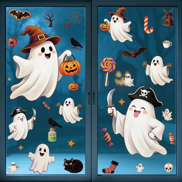 1/2 ark e Halloween Spöke Fönsterdekaler Avtagbara Levande Pri A3