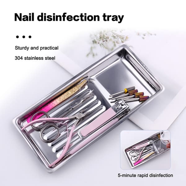 Nagelkonstverktyg Steriliseringsbricka Rostfritt Stål Desinfektionsbricka Multicolor