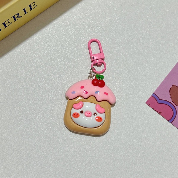 Kawaii Pink Pig Keychain e Cake Donuts Piggy Keychain Bag Penda A5
