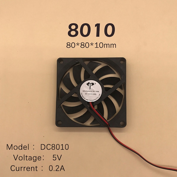 DC børsteløs blæser Computerkabinet Køleblæser 5V 12V 24V Leje C DC8010 5V