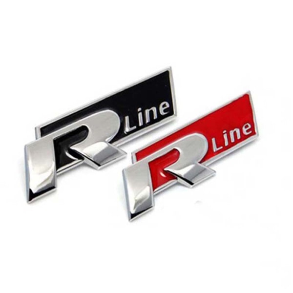 2 kpl auton tavaratilan metallista Rline R-LINE -tunnusmerkkitarraa