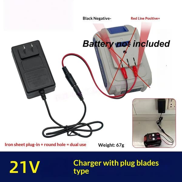 Bærbar 18/21V/24V Lithium Dual-head Oplader Overbelastningsbeskyttelse 08026