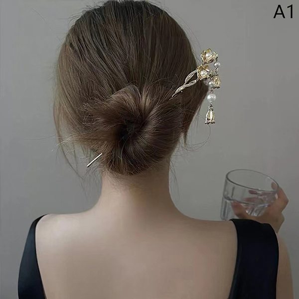 Vintage Style Hanfu Hair Stick Kvinner Metal Flower Hair Fork Ha Gold