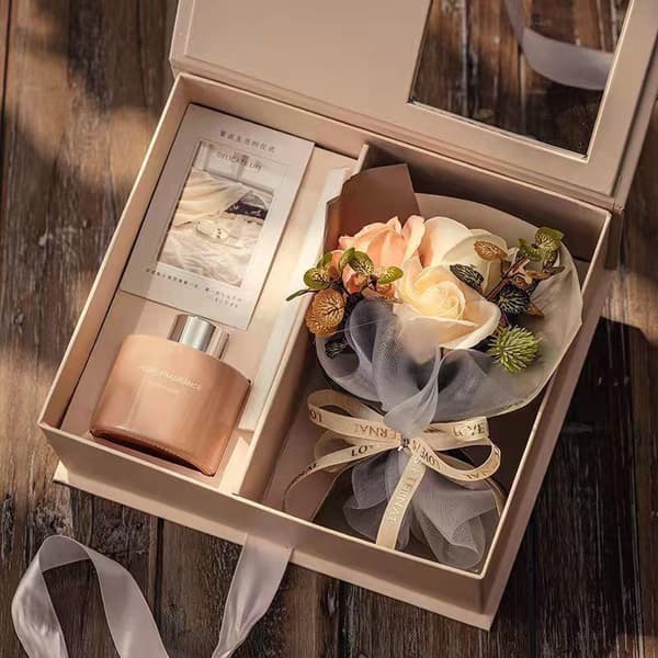 Premium Aromaterapi Diffuser Kunstig Blomst Gavesett Lang L A3