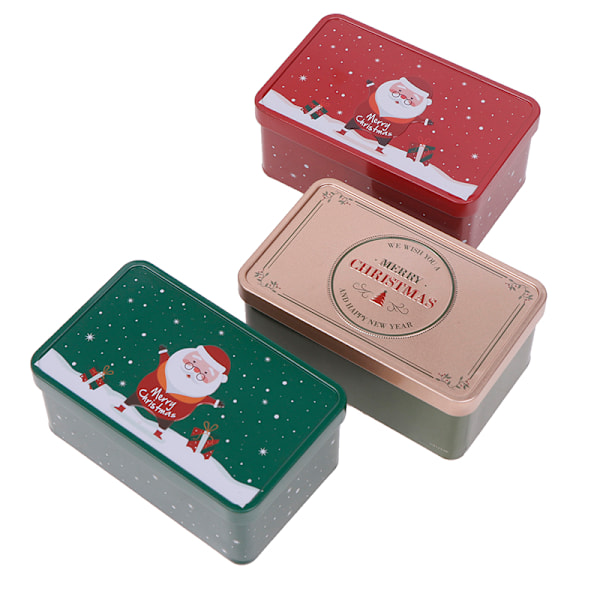 Rektangulær Juleboks i Tinnplate - Tom Kake- eller Godteriboks med Julenissen C