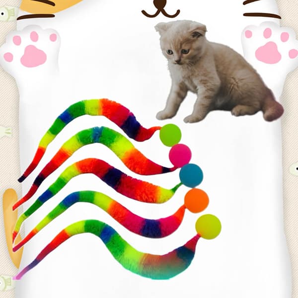Kat interaktivt legetøj snoet orm med bold fluorescerende fuzzy W A2 5Pcs