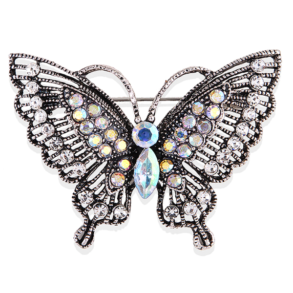 Vintage Crystal Butterfly -rintakorut naisten takkikorujuhliin Coffee