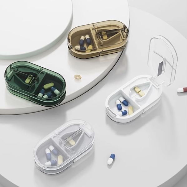 2 I 1 Piller Medicin Knuser Kværn Kværn Splitter Mini White