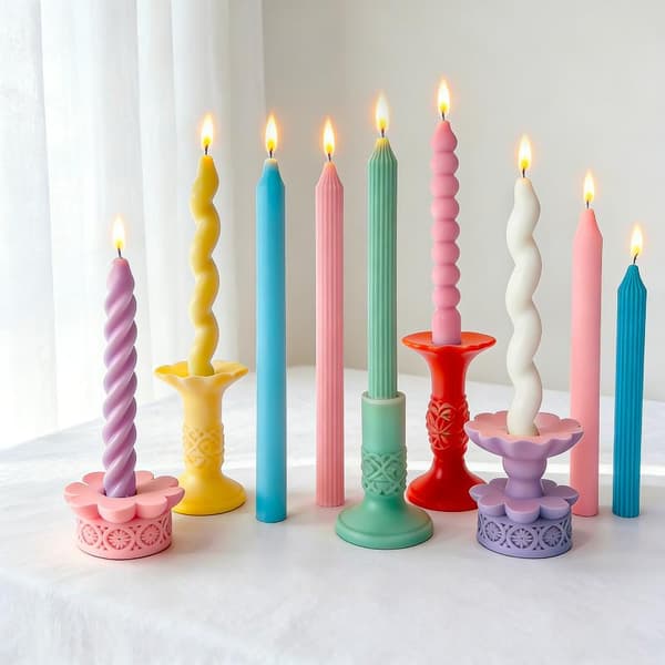 Lång Spiral Silikon Ljusform DIY Vriden Lång Stav Vaxpinne E