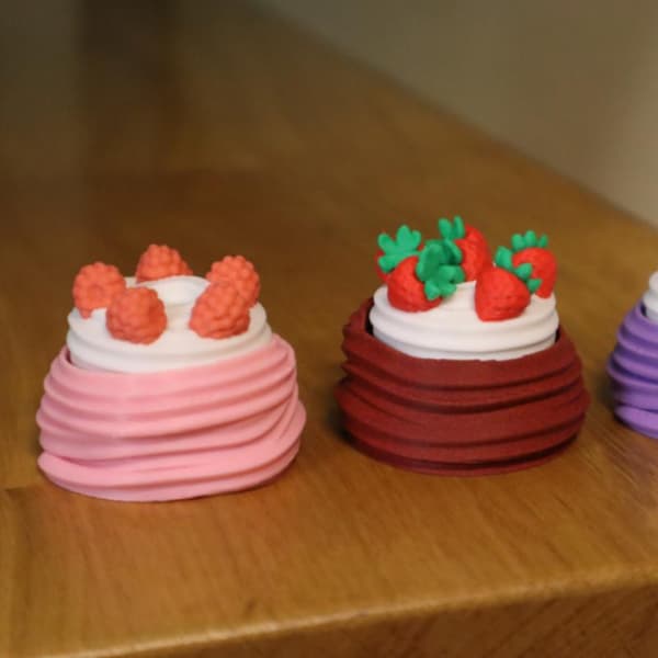 3D-printad minitårta teleskopisk sensorisk leksak realistisk frukttop B