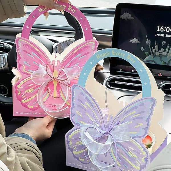 Fjäril Handhållen Blomlåda Transparent PVC Pink