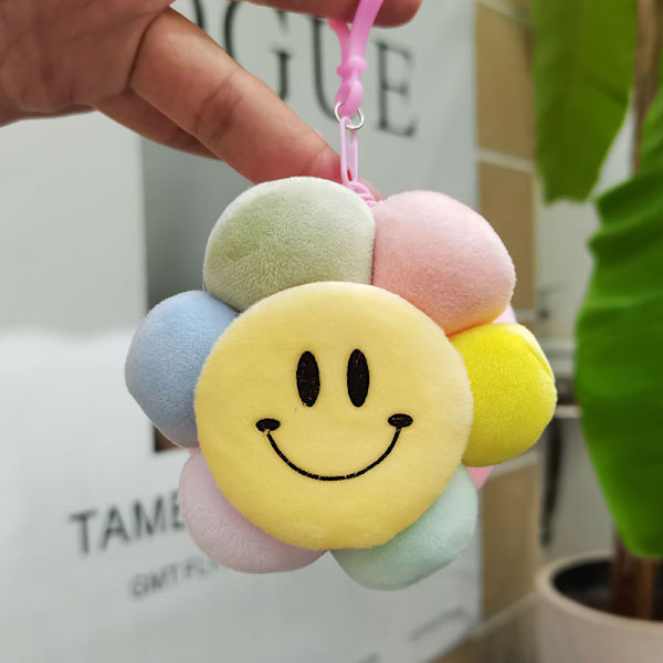 1PC Solsikke smilefjes null lommebok anheng nøkkel bag mini hode B