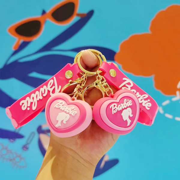 Vaaleanpunainen Barbie-avainnippu riipus Love Key Ring case Char 8