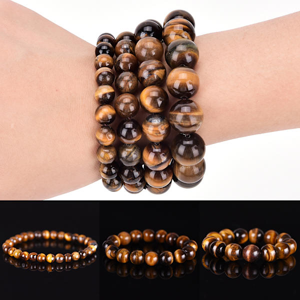 Tiger Eye Stone Lucky Bless Beads Menn Kvinne Smykker 8mm