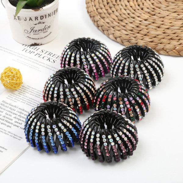 Kvinnor Rhinestone Claw Hög hästsvans Clip Fixed Spänne Claw Clip Multicolor