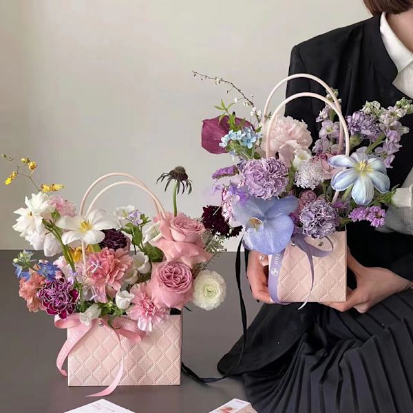 Bærbar Blomsteremballage Æske Bryllupsdekoration Gavepose DIY B A5