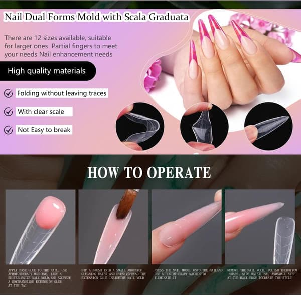 Farverige Dual Form Negleforme 140 Stk. Former til Gel Extensions
