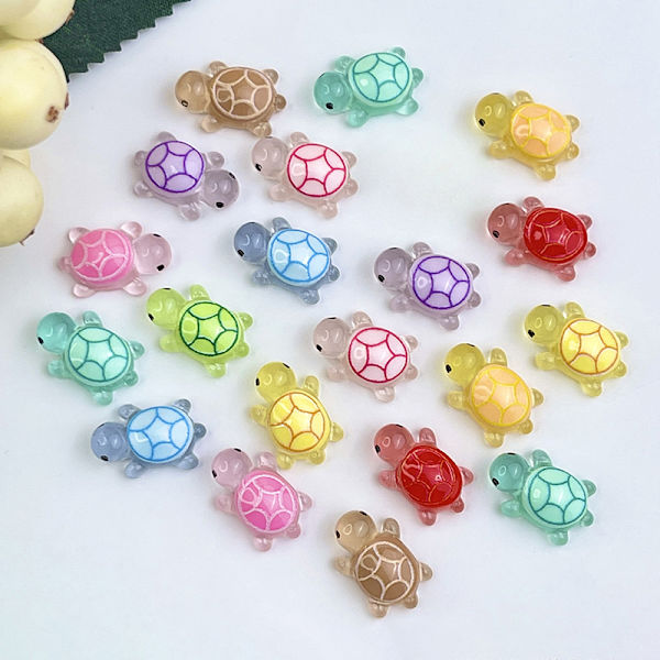 4 størrelser Mini Luminous Turtle Hjemmedekor Landskap Harpiks Håndverk A1