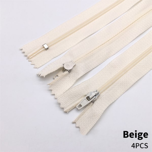 4 st Längd 20cm Closed End Colorful #3 Nylon Coil Zips Garme Beige 4PCS