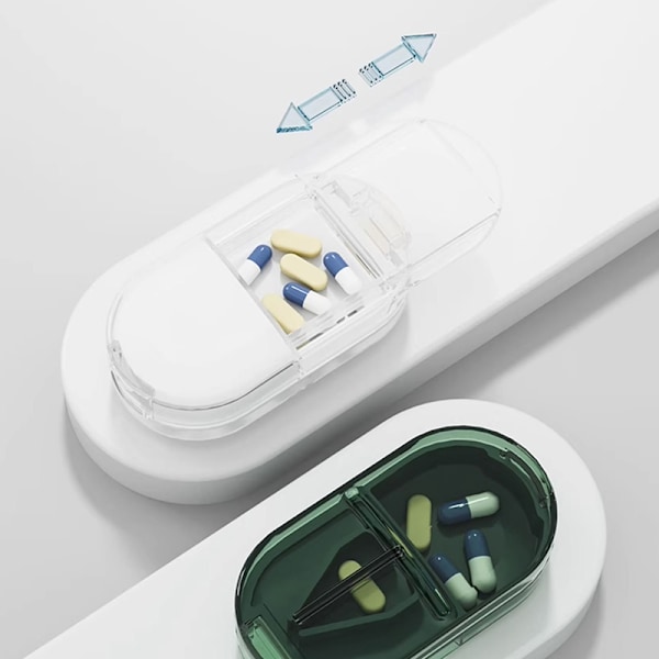 2 I 1 Piller Medicin Knuser Kværn Kværn Splitter Mini White