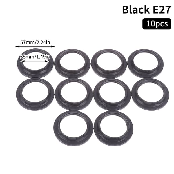 10 stk. E14 E27 gevindlampefatningsringe pakke sort hvid lås Black E27