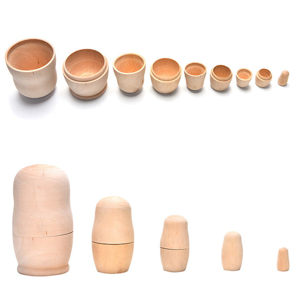 5 st/ set omålade häckande dockor Trä DIY Blank Embryon