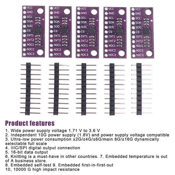 1/3/5 st LIS3DSH högupplöst treaxlig accelerometermodul 5pcs