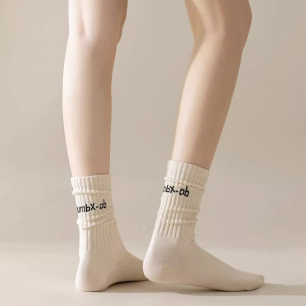 Ins Fashion e Letter Middle Tube Socks College Student Socks Gray