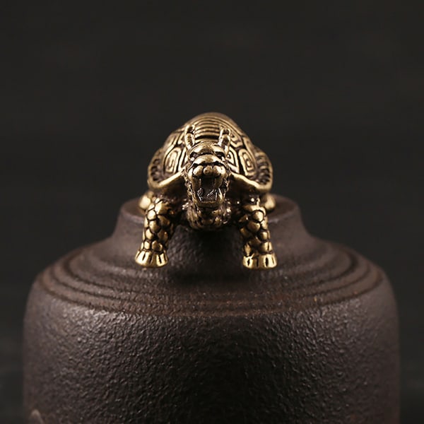 3D mässing drak sköldpadda gjutning staty Mini djur metall figurin