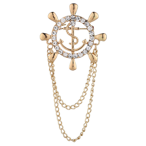 Dusk Ror Brosje Navy Corsage Boat Anchor Pin Suit Boutonni Gold