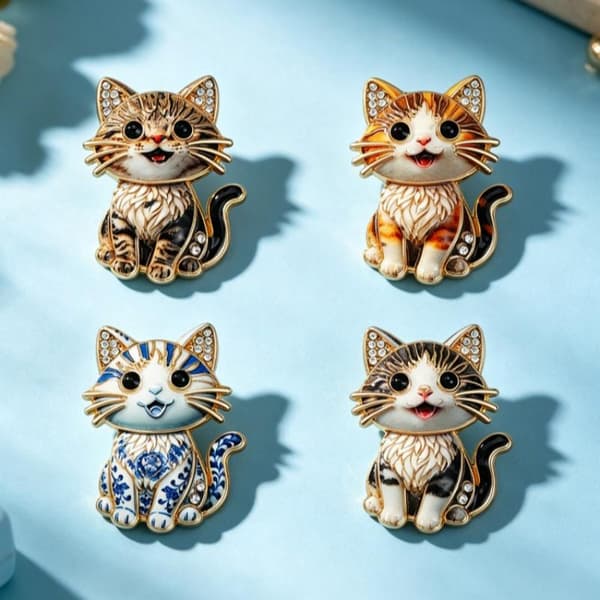 e Siddende Kat Brocher Til Kvinder Unisex Rhinestone Dejlig Kat A4