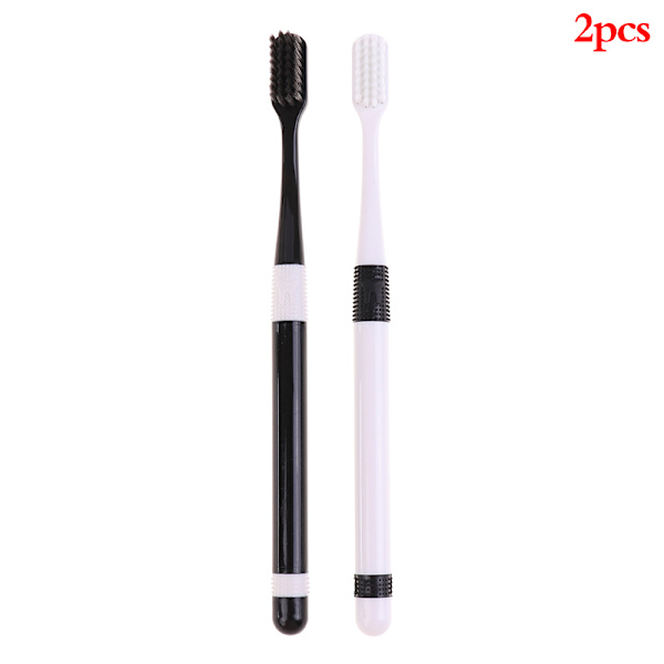 2kpl Bamboo Charcoal -hammasharja Pehmeäharjainen hammasharja Senille Black&White