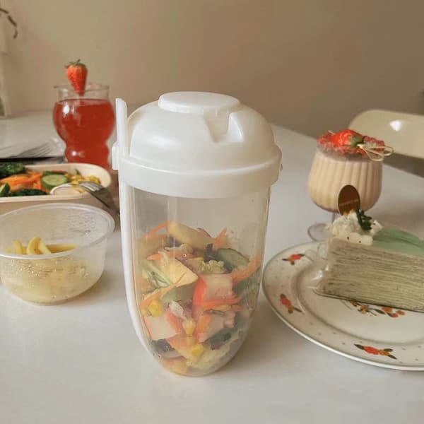 Frukostsallad Koppar Havregrynsflingor Nöt Yoghurt Behållare Set Wi White