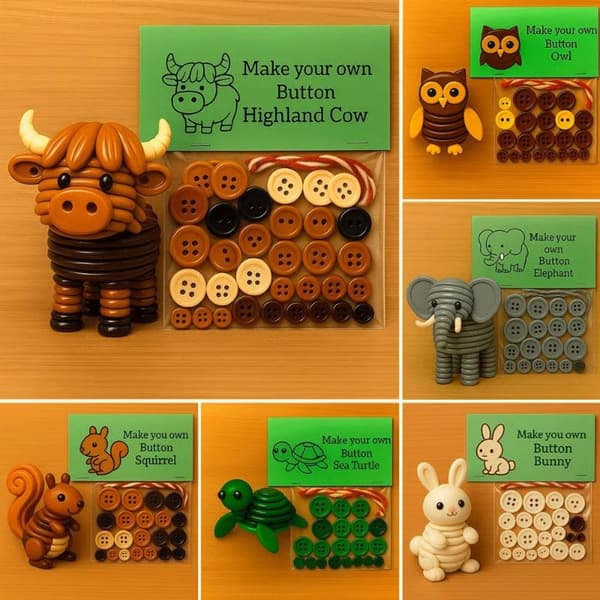 1 Set e Juldekoration Handgjord Highland Ko Djurknappsprydnad A4