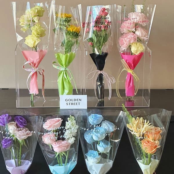 10 st Enstaka Rosärmar Blomsteromslagsväska Bukettförpackning A6